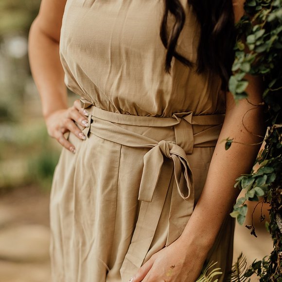 Tan One Shoulder Romper - Picture 5 of 5